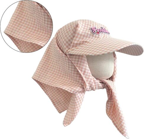 Women Baseball Hat Checkered Quick Drying Head Scarf Embroidery Sports Hat Photo Props Breathable for Casual Sport Pink in Saudi Arabia