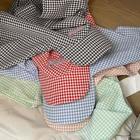 Women Baseball Hat Checkered Quick Drying Head Scarf Embroidery Sports Hat Photo Props Breathable for Casual Sport Pink in Saudi Arabia