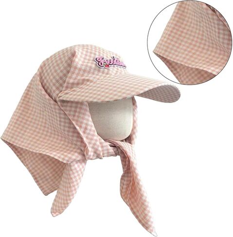 Women Baseball Hat Checkered Quick Drying Head Scarf Embroidery Sports Hat Photo Props Breathable for Casual Sport Pink in Saudi Arabia