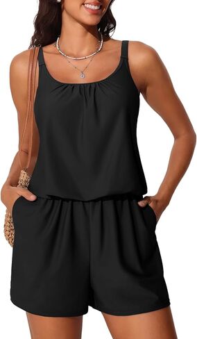 Summer Mae Swim Romper Women's One Piece Swimsuits with Pockets 2025 Blouson Modest Bathing Suits in Kuwait