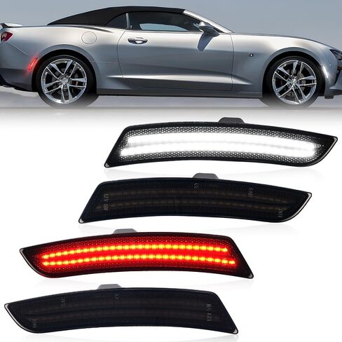 LED Side Marker Lights for Chevy Camaro 2016-2023 Front White Rear Red Bumper Fender Marker Lamps Reflectors Smoked Len, 4PCS in Saudi Arabia