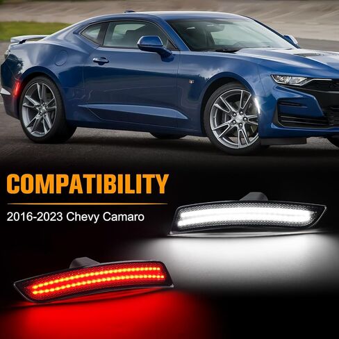 LED Side Marker Lights for Chevy Camaro 2016-2023 Front White Rear Red Bumper Fender Marker Lamps Reflectors Smoked Len, 4PCS in Saudi Arabia