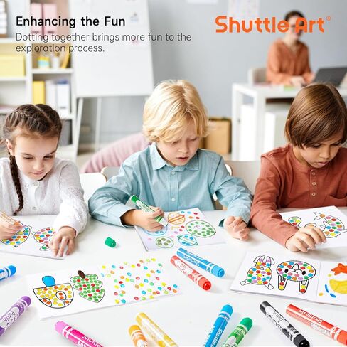 Shuttle Art Dot Markers, 15 Colors Washable Markers for Toddlers,Bingo Daubers Supplies Kids Preschool Children, Non Toxic Water-Based in Kuwait