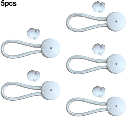 5 PCS Bungee Shock Cord Clip with Knobs, Pull Tie Down Tarp Canvas Knobs for Camping Tents Cargo Pool Awning Car Cover Holding Wire Hoses(White) in Saudi Arabia