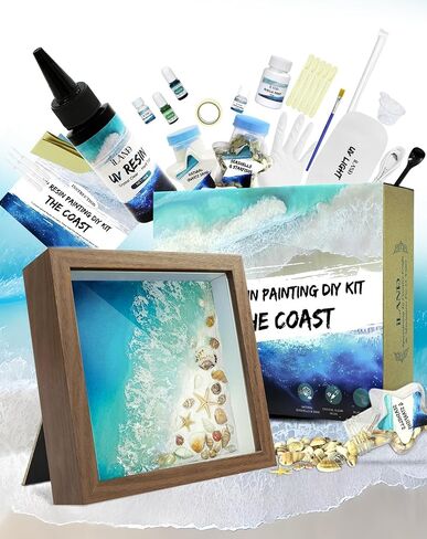 iland UV Resin Art Kit, Crafting Kit of The Beach, UV Resin Craft Kit, Arts and Crafts for Adults, Cool Gifts for Beach Lovers, Adult Hobbies for Women, DIY Ocean Themed Gifts in Kuwait
