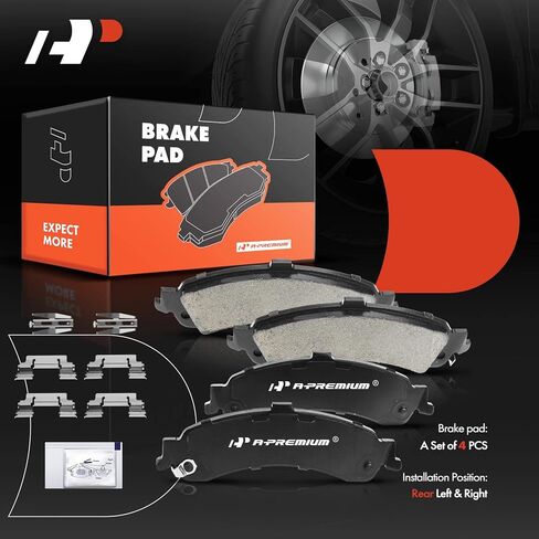A-Premium Rear Ceramic Disc Brake Pads Set Compatible with Cadillac, Chevy and GMC Models - Silverado 1500, Sierra 1500, Escalade, Escalade ESV/ESV, Avalanche 1500, Suburban 1500, Tahoe, Yukon XL 1500 in Saudi Arabia
