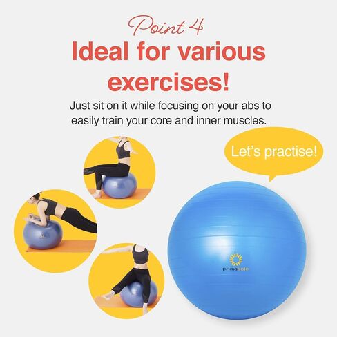 Primasole Yoga Ball Fitness & Exercise Balls for Workout Birthing Ball for Pregnancy Office Ball Chair75CM Pale Gray in Kuwait