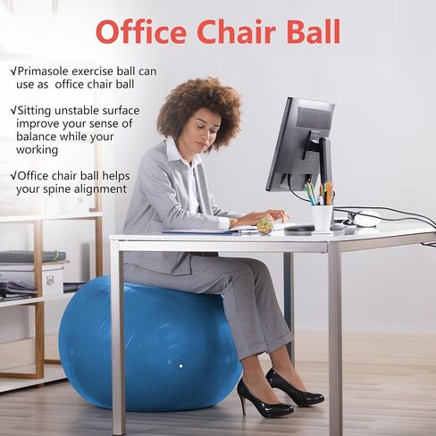 Primasole Yoga Ball Fitness & Exercise Balls for Workout Birthing Ball for Pregnancy Office Ball Chair75CM Pale Gray in Kuwait