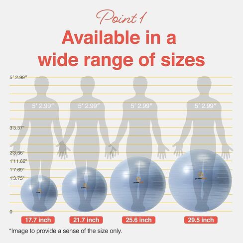 Primasole Yoga Ball Fitness & Exercise Balls for Workout Birthing Ball for Pregnancy Office Ball Chair75CM Pale Gray in Kuwait
