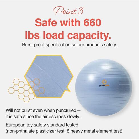 Primasole Yoga Ball Fitness & Exercise Balls for Workout Birthing Ball for Pregnancy Office Ball Chair75CM Pale Gray in Kuwait