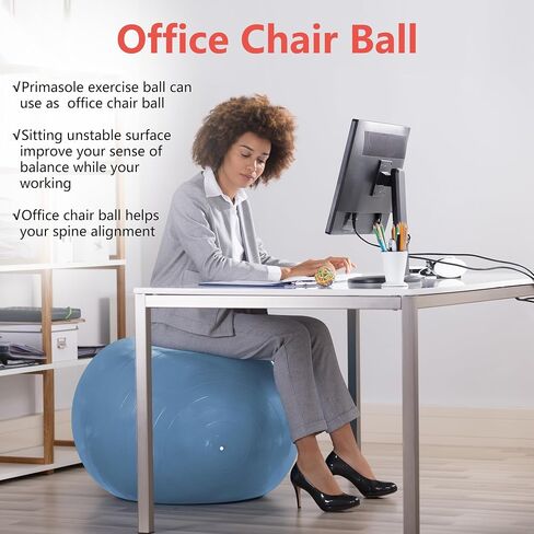 Primasole Yoga Ball Fitness & Exercise Balls for Workout Birthing Ball for Pregnancy Office Ball Chair75CM Pale Gray in Kuwait