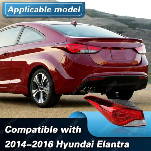 Compatible with 2014-2016 Hyundai Elantra Outer Tail Light Halogen Type 92401-3X230 HY2804130 Driver Side(Not Compatible with GT) in Kuwait