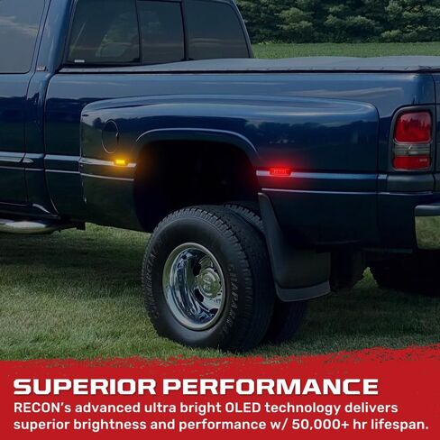 RECON - Fits 1994-2001 Dodge RAM 3500 Dually Amber & Red LED Fender Lights (4-Piece Set) Smoked or Clear Lens - Multiple Lens Options (AMBER & RED LED, CLEAR LENS) in Saudi Arabia