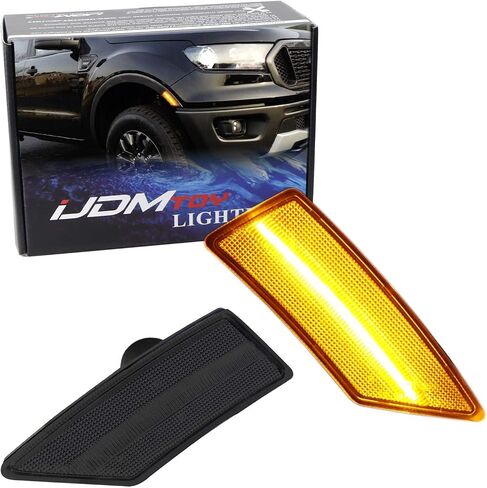 iJDMTOY Dark Smoked Lens Full Amber LED Bumper Side Marker Light Assembly Compatible With 2019-up Ford Ranger, Replace OEM Amber Front Sidemarker Lamps in Saudi Arabia
