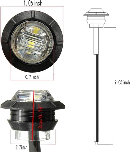 GSRECY 3/4 "مختومة مستديرة LED مؤشرات الجانبية الخلفية مؤشرات الضوء الخفيف ماء التخليص الرصاصة ضوء 12V 24V لقوارب شاحنة السيارات حافلات الحافلات تري كابينة علامة RV علامة (AMBER ، 24V) in Kuwait