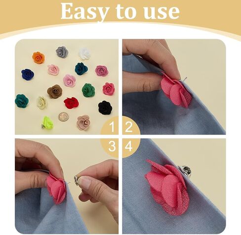 FINGERINSPIRE 17Pcs Camellia Flower Lapel Pins with Metal Pins 17 Colors Handmade Camellia Flower Cloth Brooch for Suits Party Decoration Gifts Clothes Accessories(3cm/1.2inch Long） in Saudi Arabia