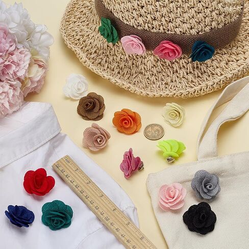 FINGERINSPIRE 17Pcs Camellia Flower Lapel Pins with Metal Pins 17 Colors Handmade Camellia Flower Cloth Brooch for Suits Party Decoration Gifts Clothes Accessories(3cm/1.2inch Long） in Saudi Arabia