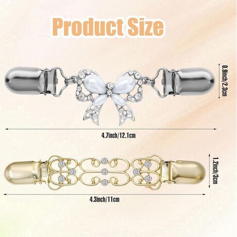 4 PCS Cinch Clips, Vintage Dress Clips Back Cinch Set, Retro Waist Cincher Sweater Clip for Cardigans Shawl, 2 Styles Shirt Tightener Clip for Women Girls Clothing Accessories (Gold, Silver, Black) in Saudi Arabia
