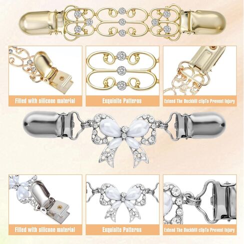 4 PCS Cinch Clips, Vintage Dress Clips Back Cinch Set, Retro Waist Cincher Sweater Clip for Cardigans Shawl, 2 Styles Shirt Tightener Clip for Women Girls Clothing Accessories (Gold, Silver, Black) in Saudi Arabia