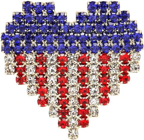 راينستون Bowknot USA Flag Brooch Pin for Women Fashion Crystal 4th July Medial Medal Medal Blue Red Red Brouches Independence Memorial Jewelry المجوهرات in Kuwait