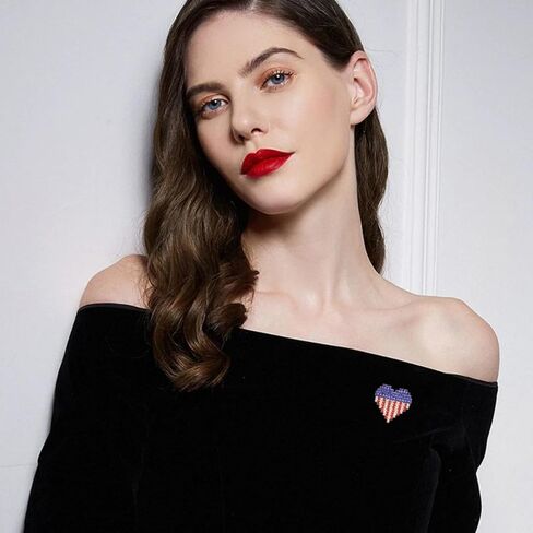 راينستون Bowknot USA Flag Brooch Pin for Women Fashion Crystal 4th July Medial Medal Medal Blue Red Red Brouches Independence Memorial Jewelry المجوهرات in Kuwait