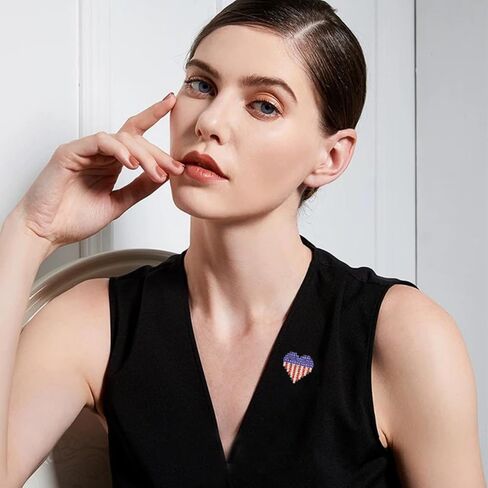 راينستون Bowknot USA Flag Brooch Pin for Women Fashion Crystal 4th July Medial Medal Medal Blue Red Red Brouches Independence Memorial Jewelry المجوهرات in Kuwait