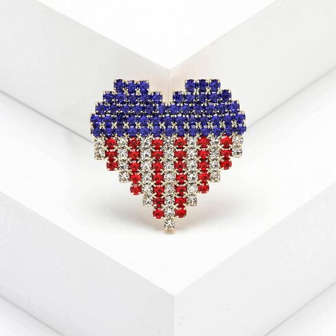 راينستون Bowknot USA Flag Brooch Pin for Women Fashion Crystal 4th July Medial Medal Medal Blue Red Red Brouches Independence Memorial Jewelry المجوهرات in Kuwait