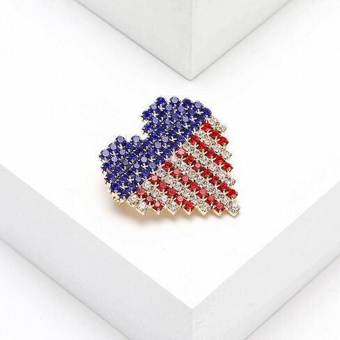 راينستون Bowknot USA Flag Brooch Pin for Women Fashion Crystal 4th July Medial Medal Medal Blue Red Red Brouches Independence Memorial Jewelry المجوهرات in Kuwait