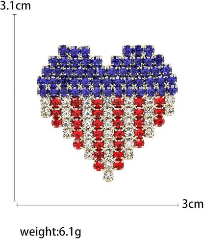 راينستون Bowknot USA Flag Brooch Pin for Women Fashion Crystal 4th July Medial Medal Medal Blue Red Red Brouches Independence Memorial Jewelry المجوهرات in Kuwait