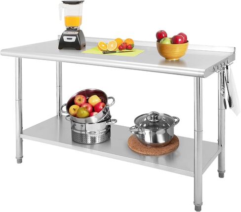Stainless Steel Prep Table, NSF Commercial Work Table 72 x 30 x 35 Inches with Undershelf, Stainless Steel Table for Food Prep & Work, Heavy Duty for Kitchen, Restaurant, Hotel, Silver in Kuwait