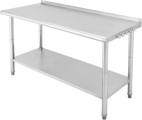 Stainless Steel Prep Table, NSF Commercial Work Table 72 x 30 x 35 Inches with Undershelf, Stainless Steel Table for Food Prep & Work, Heavy Duty for Kitchen, Restaurant, Hotel, Silver in Kuwait