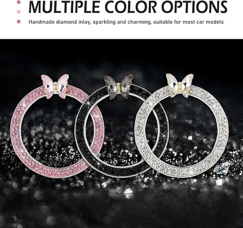 Bling Car Knobs Ring, Crystal Rhinestone Ring Emblem Sticker, Girly Butterfly Diamond Engine Start Button Cover, Push to Start Button, Key Ignition Starter&Knob Ring, Car Accessories for Women in Kuwait