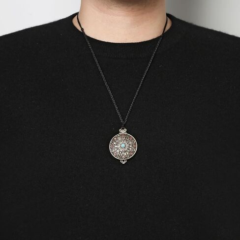 HZMAN Tibetan Buddhism Necklace for Men Women Retro Rotatable Double Side Zodiac OM Lotus Talisman Pendant Jewelry Gift in Saudi Arabia