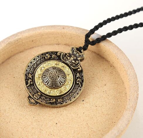 HZMAN Tibetan Buddhism Necklace for Men Women Retro Rotatable Double Side Zodiac OM Lotus Talisman Pendant Jewelry Gift in Saudi Arabia