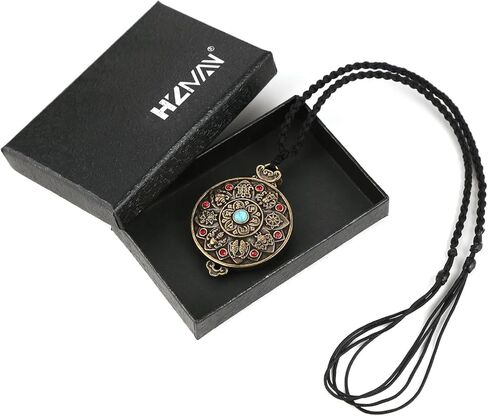 HZMAN Tibetan Buddhism Necklace for Men Women Retro Rotatable Double Side Zodiac OM Lotus Talisman Pendant Jewelry Gift in Saudi Arabia