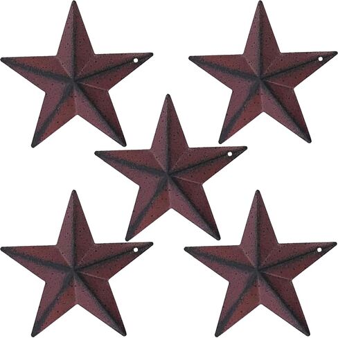 Lincountry.Metal Stars for Lawrs 4 بوصة ديكور بدائي ديكور ريفي المعادن جدار ديكور ، بورجوندري لون المنزل مزرعة الزخرفة المحثية مجموعة هدية ريفية خمر من 5 in Saudi Arabia
