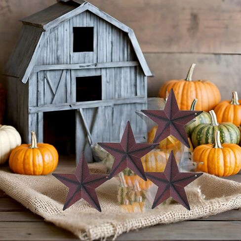 Lincountry.Metal Stars for Lawrs 4 بوصة ديكور بدائي ديكور ريفي المعادن جدار ديكور ، بورجوندري لون المنزل مزرعة الزخرفة المحثية مجموعة هدية ريفية خمر من 5 in Saudi Arabia