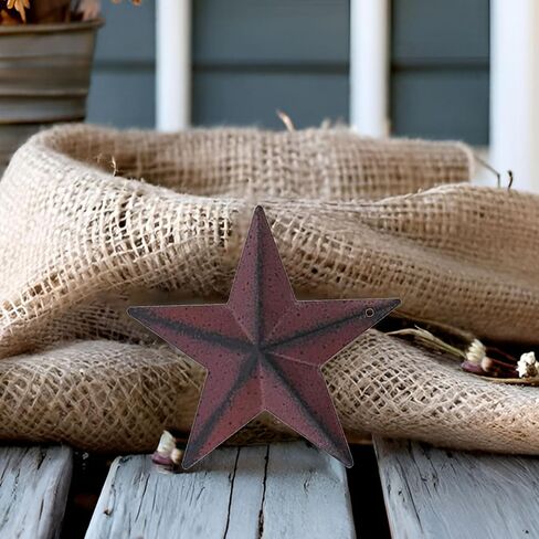Lincountry.Metal Stars for Lawrs 4 بوصة ديكور بدائي ديكور ريفي المعادن جدار ديكور ، بورجوندري لون المنزل مزرعة الزخرفة المحثية مجموعة هدية ريفية خمر من 5 in Saudi Arabia