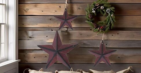 Lincountry.Metal Stars for Lawrs 4 بوصة ديكور بدائي ديكور ريفي المعادن جدار ديكور ، بورجوندري لون المنزل مزرعة الزخرفة المحثية مجموعة هدية ريفية خمر من 5 in Saudi Arabia