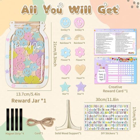 جرة مكافأة مغناطيسية شخصية ، جرة مبتسم مع ملصقات رسائل ملونة ، مثالية لنظام المكافآت الفصول الدراسية ، مخطط روتيني المنزل ، التدريب الإيجابي للسلوك (42 ٪ سمسم) in Kuwait