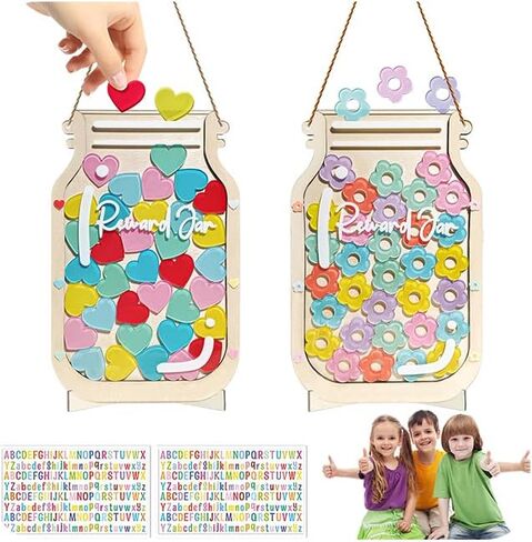Personalized Magnetic Reward Jar, Smiley Faces Jar with Colorful Letter Stickers, Ideal for Classroom Reward System, Home Chore Chart, Positive Behavior Training (42PCS Smiley) in Saudi Arabia