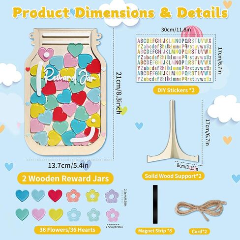 Personalized Magnetic Reward Jar, Smiley Faces Jar with Colorful Letter Stickers, Ideal for Classroom Reward System, Home Chore Chart, Positive Behavior Training (42PCS Smiley) in Saudi Arabia