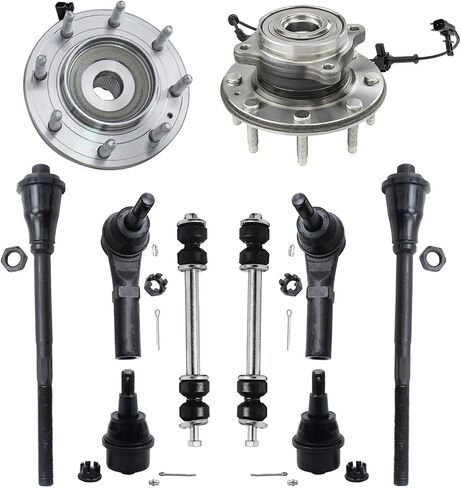Detroit Axle - 4WD Front Wheel Hub Bearings Tie Rods Sway Bars Suspension Kit Replacement for Chevrolet Sierra Silverado 2500 HD 3500 HD - 10pc Set in Saudi Arabia