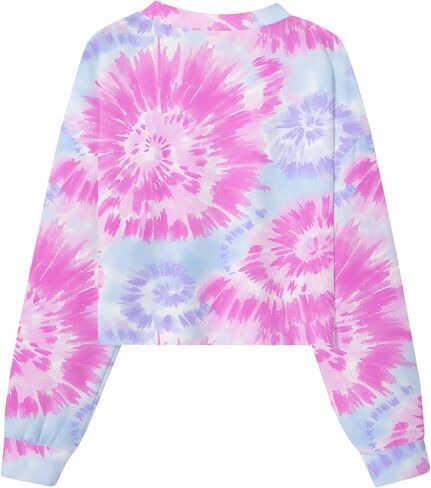 Girls Tie Dye Shirts Kids Long Sleeve Crewneck Sweatshirts Colorful Pullover Tops 7-12 Years in Kuwait