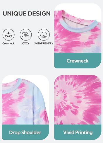 Girls Tie Dye Shirts Kids Long Sleeve Crewneck Sweatshirts Colorful Pullover Tops 7-12 Years in Kuwait
