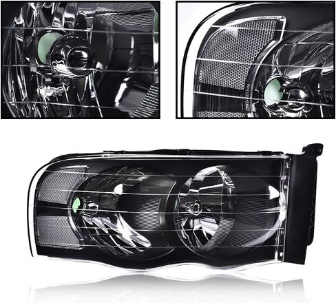 PIT66 Headlights Assembly Front Headlamp Assembly Front Headlamp Compatible with Dodge Ram 1500 2002-2005 /Dodge Ram 2500 3500 2003-2005,Clear lens Chrome Houing Clear Reflector in Saudi Arabia