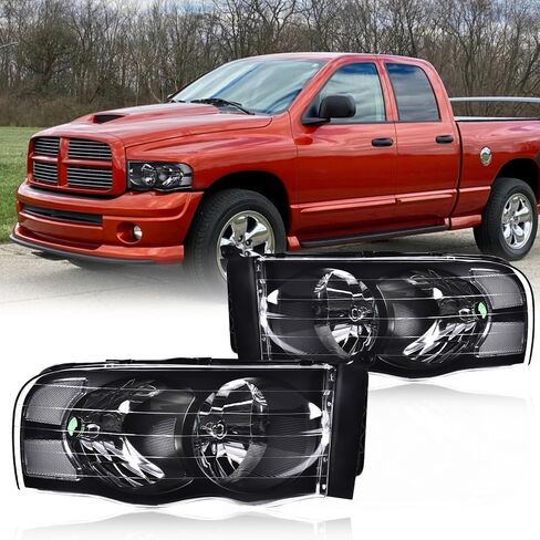 PIT66 Headlights Assembly Front Headlamp Assembly Front Headlamp Compatible with Dodge Ram 1500 2002-2005 /Dodge Ram 2500 3500 2003-2005,Clear lens Chrome Houing Clear Reflector in Saudi Arabia
