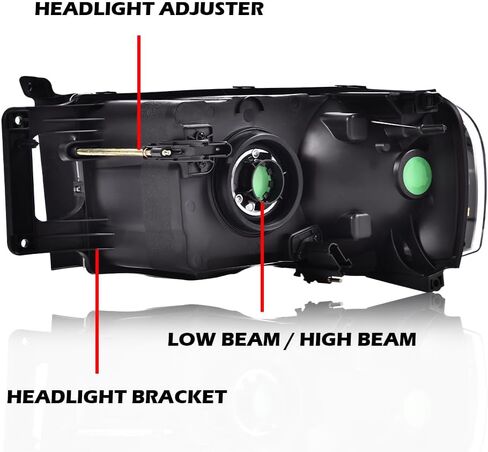 PIT66 Headlights Assembly Front Headlamp Assembly Front Headlamp Compatible with Dodge Ram 1500 2002-2005 /Dodge Ram 2500 3500 2003-2005,Clear lens Chrome Houing Clear Reflector in Saudi Arabia