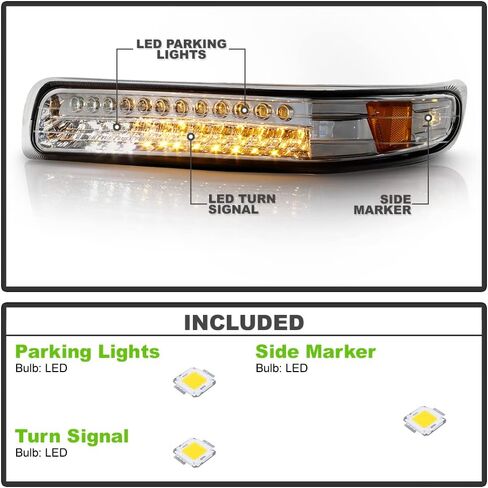 ACANII - For 2000-2006 Chevy Suburban Tahoe 99-02 Silverado Smoked Lens LED Parking Turn Singal Lamps Bumper Lights in Saudi Arabia