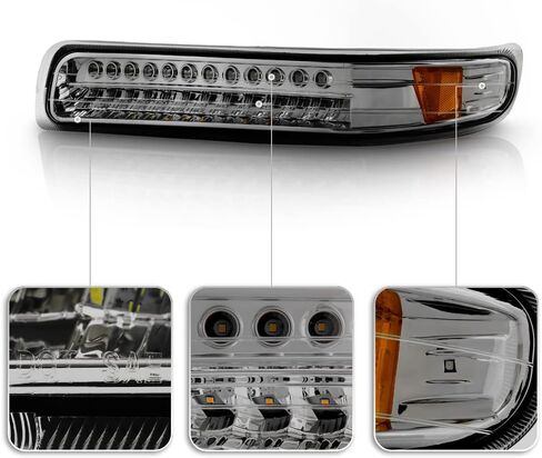 ACANII - For 2000-2006 Chevy Suburban Tahoe 99-02 Silverado Smoked Lens LED Parking Turn Singal Lamps Bumper Lights in Saudi Arabia